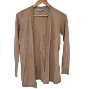 LOFT Women's Beige Open Front Cardigan